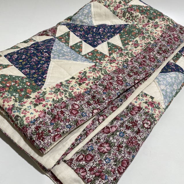 QUILT, Patchwork Navy Dark Red Country Style